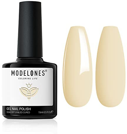 Modelones Light Nude Gel Nail Polish, 1 Pcs 15ml Nude Color Gel Nail Polish Soak Off LED Long Lasting French Manicure Essential Gel Nail Varnish Salon Design DIY at Home Gifts for Women