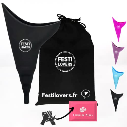 Tragbares Urinella für Frauen, wasserdicht, mit hygienischen Tüchern zum Urinieren auf Festival, im Freien, WC und tragbare Toilette (schwarz)