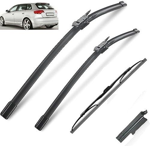 Juego de escobillas limpiaparabrisas delanteras y traseras compatible con Audi A3 8P 2005-2012, parabrisas, ventana, lluvia, cepillos de 24+19+13