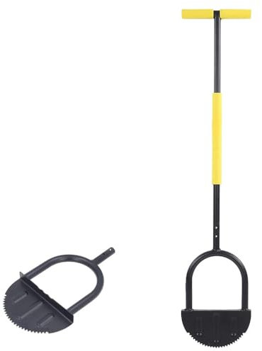 DHZSTIA Saw Tooth Edger Lawn Tool with T Grip Handle，Half Moon Shape，Sharp Saw-Tooth，Tool with T Grip Handle, Hand Edging Tools for Landscaping, Garden, Flower Beds, Borders, Sidewalk, Turf, Yard (C)