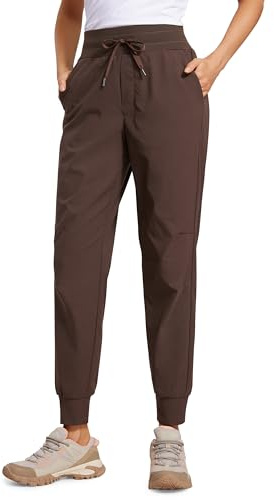 CRZ YOGA Mujer Pantalones de Chándal Cintura Elástica Cordón Jogger Pants Pantalones Casuales Correr con Bolsillos Marrón Fudge Caliente 42
