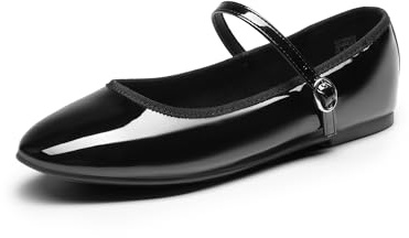 DREAM PAIRS Ballerines Mary Jane Femme Classiques, Chaussures Plates Confortables à Enfiler, Style Élégant et Polyvalent pour Travail et Quotidien,Size 37,Noir,SDFA2441W