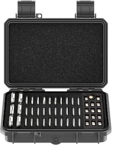 KIWIFOTOS Estuche de batería de 65 ranuras para pilas de monedas para CR2032 CR2016 CR2025 LR44 CR2320 CR2325 CR2330 CR2354 CR2430 CR2450 y LR41 AG13 organizador de batería de botón IP67 impermeable