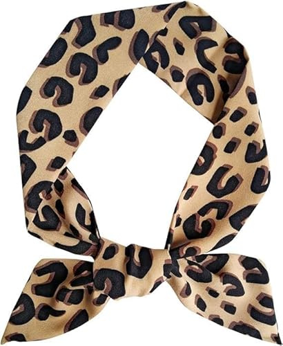 Cravatta marrone leopardata chic sciarpa skinny fascia per capelli elegante borsa sciarpa accessorio leopardo sciarpe moda da donna, sciarpe e involucri, sciarpa con stampa leopardata, fascia per