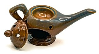 LivuX Aladin - Lampe aromatique en porcelaine marron 12 cm de haut, 18 cm de large - Diffuseur d'huiles essentielles design oriental 1123