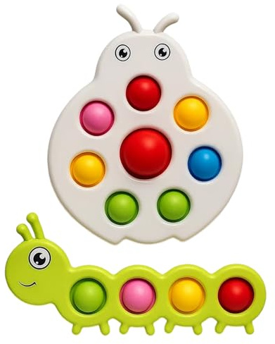 Baby Fidget Popper Sensory Toys, 2 Pack Push Pop Bubble Toys for Toddlers 10+ Months, Fine Motor Skills Development, Stress Relief, Travel Essential for Kids, Boys and Girls