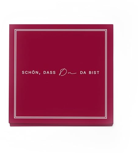 itenga Servietten „Schön, dass du da bist“ – 40 x Papier-Servietten, 3-lagig, 30 x 30 cm– Dekoration für Hochzeit, Geburtstag, Taufe, Kommunion, Konfirmation (bordeaux rot)