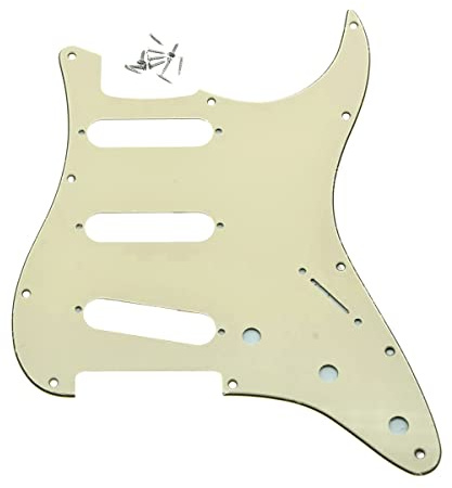 Dopro 11 Hole Vintage 62 Strat ST SSS Single Coil Pickups Guitar Pickguard Scratch Plate with Screws for American FD 62 Stratocaster Aged White 3 Ply