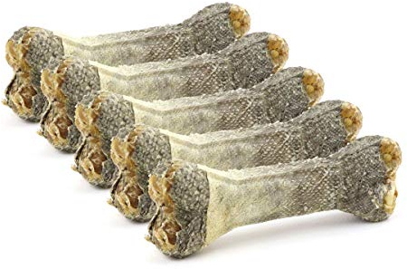 DOGBOSS 100% Natur Kauknochen Hundeknochen, Rinderhaut mit Dorsch, 5 Stück 12 cm