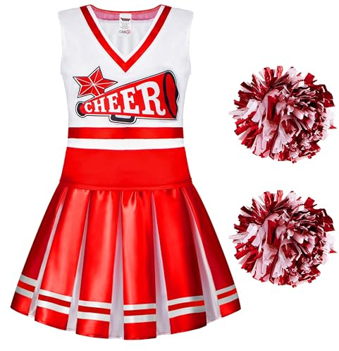 Spooktacular Creations Cheerleader Kostüm für Mädchen, Schulkind Cheer Kostüm Outfit, Halloween Kostüm, Karneval Kostüm, L (10-12 Jahre)