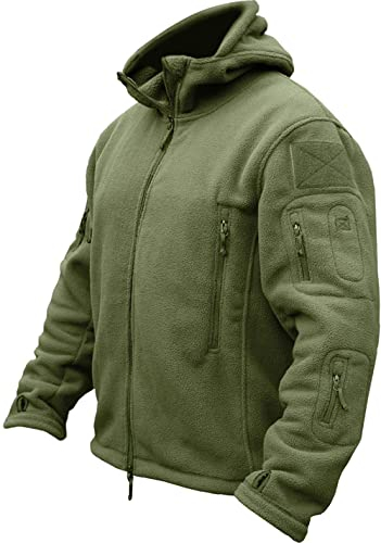 TACVASEN Uomo Giacca Outdoor Maglione con Cappuccio Antivento Jacket di Transizione con Molte Tasche, Verde, 3XL