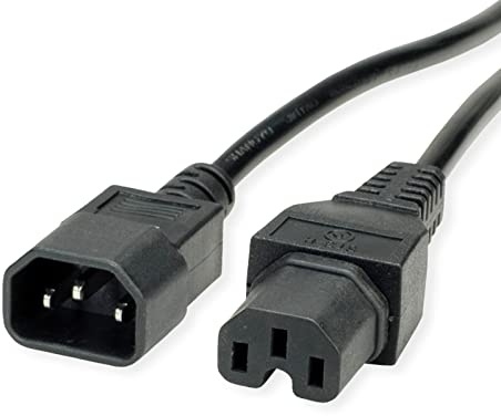 VALUE Nätkabel IEC320/C14-kontakt – C15-uttag, svart, 1,8 m