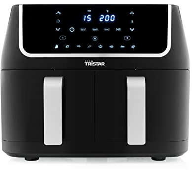 Tristar FR-6970 Friggitrice Senza Olio a Doppia cestello, Pannello di Controllo Digitale tattile, capacità 9 l, Multifunzione, Timer 0-60 min, Temperatura Regolabile 80-200°C, 1800 W