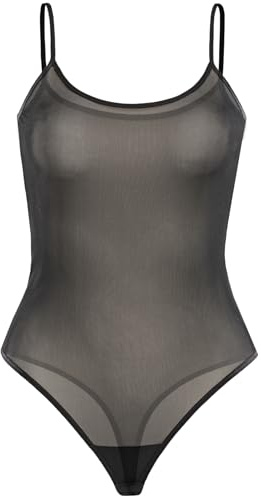 Teyli Långärmad Dambody Bodysuit med Mesh för Kvinnor, Elegant Body med Bekväm Passform och Mjukt Material för Dagligt Bruk
