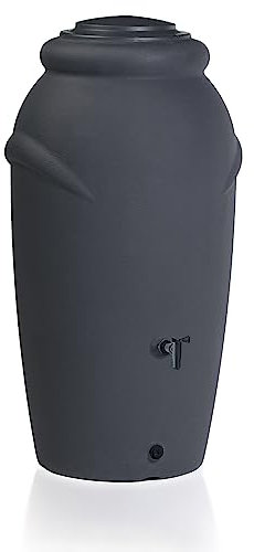 Réservoir pour eau de pluie Aquacan 210L | 56 x 59,9 x 118,3 cm | 2 points d'attache | inclus insert pour fleurs, robinet et système de collecte d'eau | citerne de jardin | Couleur noire design