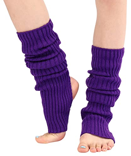 Generic Damen Mädchen Ballettstulpen mit Fersenloch Beinwärmer Ballett Yoga Stulpen Legwarmer Beinstulpen ca. Stützstrümpfe Armstulpen (Lila, Einheitsgröße)