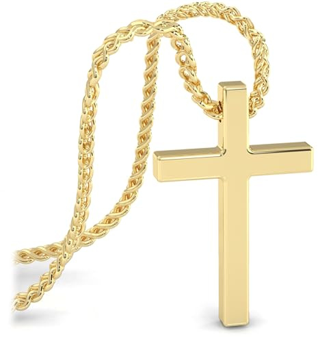 SERASAR Cruz Collar Hombres Colgante - 50cm Oro Joyería Cadena De Chapado en Idea Regalo Cumpleaños Día Del Padre Punk Rock San Valentín