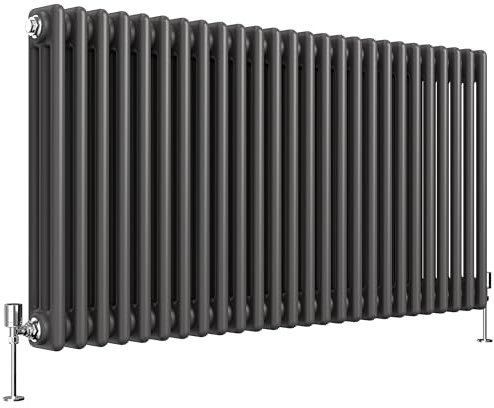 Heilmetz 600 x 1200 Column Radiator Triple, Anthracite Radiator 3 Cast Iron Column Radiator Traditional Central Heating Radiator