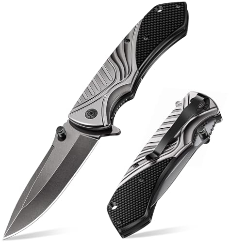 ISEYOU Klappmesser, Taschenmesser Scharfes Tragbares mit Taschenclip, Survival & Rescue Messer Outdoor Gürtelmesser für Camping EDC Geschenk für Männer