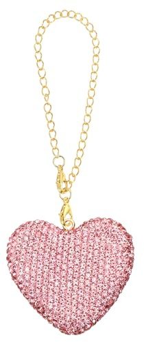 PATIKIL Inledande bokstavsberlock, kärleksform berlock med rosa strass dekorativa alfabet nyckelringar hängen för strandväska gör-det-själv hantverk, rosa, 45x45mm/1.8x1.8 inch
