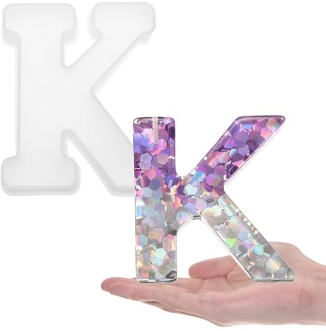 sourcing map Large Letter K Resin Molding 6 3D Capital Alphabet Mould | Silicone Mould for Word Sign Art,DIY Crafts,Home Party Decoration,Candle Wax,Soap Crafts