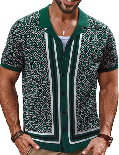 PJ PAUL JONES Chemise vintage des années 70 pour homme avec col cubain boutonné