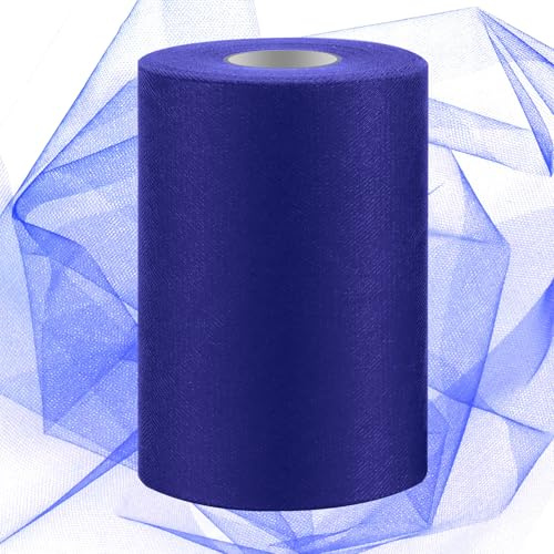 Swpeet Rotolo di tessuto di tulle blu reale, 15,2 cm x 91,4 m, bobina di tessuto a rete velata, in poliestere, per fai da te, feste di compleanno, matrimoni, decorazioni natalizie