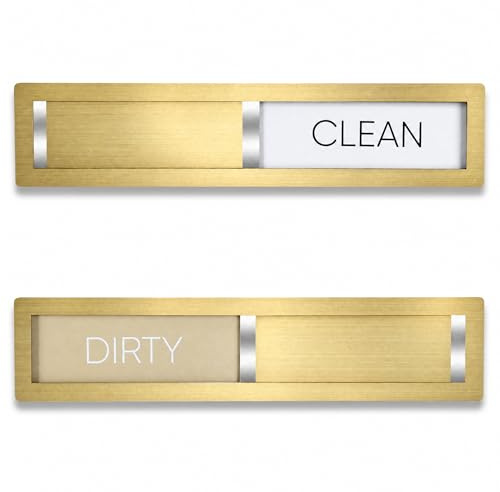 Clean Dirty Magnet for Dishwasher, Premium Stainless Steel 304, Dirty Clean Dishwasher Magnet for Kitchen Decor, Dishwasher Accessory, Birthday Gift for Mom Women Friend (Golden-03)