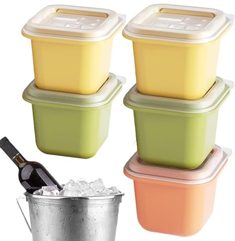 Bac à glaçons avec couvercle | Grands moules à glaçons individuels – 5 moules multifonctionnels réutilisables faciles à démouler et à nettoyer pour whisky, cocktails, bourbon, boissons