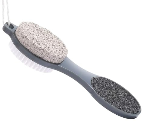 Lima Per Piedi Strumento for pedicure 4 in 1, spazzola for la pulizia dei piedi, lima for piedi, rimozione dei calli con raspa for piedi, pietra pomice, spazzola for la pulizia delle unghie(Gary)