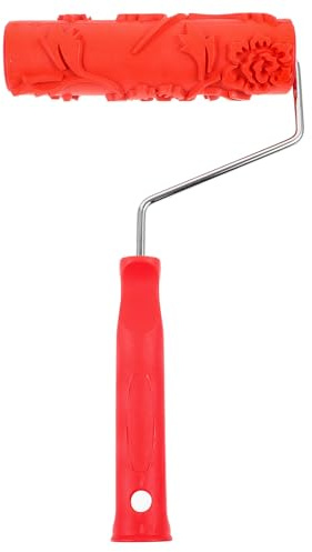 Gadpiparty Rullo di vernice strutturato con motivo a rosa per pareti in rilievo decorativo per cartongesso strumento con manico ergonomico Superficie facile da pulire per decorazione murale fai da te