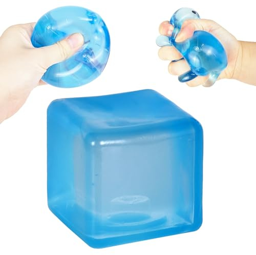 Ziporiajoy Durable Squishy Cube Squeeze Toy - Non-Slip Stress Cube Fidget Toy for Anxiety Relief for Boys & Girls Age 3+, 5 cm, viola (blue)