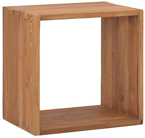 Runheo Nachttisch 40x30x40 cm Teak Massivholz, eleganter Beistelltisch für Schlafzimmer, Wohnzimmer, langlebiges Teakholz, glattes Finish, Würfelform, natürliches Design