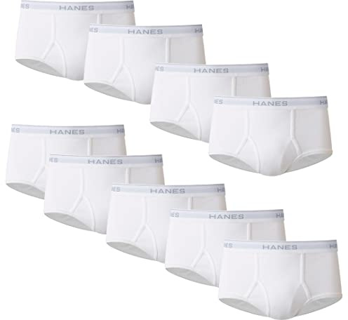 Hanes Men's Moisture-Wicking Cotton Briefs, Black, Multi-Packs Available, 9 Pack White, L (Pack of 9)