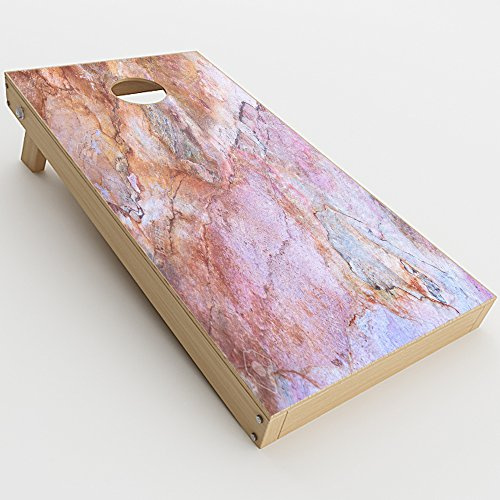 Skin Decal Vinyl Wrap for Cornhole Game Board Bag Toss (2xpcs.) Skins Stickers Cover/Rose Peach Pink Marble Pattern