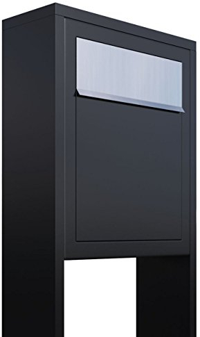 Bravios Boîte aux lettres sur pied Noir/acier inoxydable