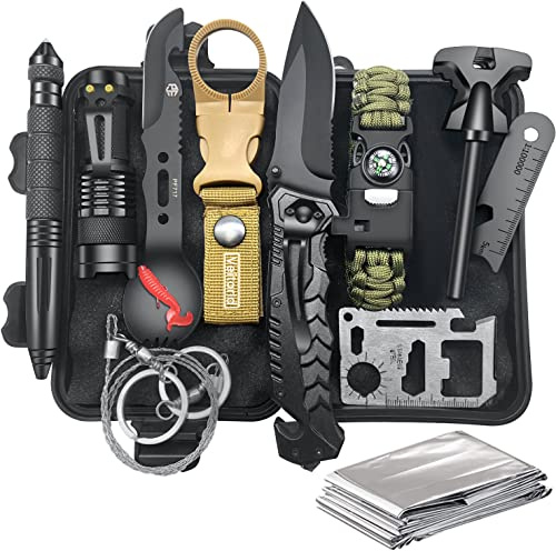VEITORLD Gifts for Men Dad Husband Him Fathers Day, Survival Gear and Equipment 12 in 1, Survival Kits, Cool Unique Fishing Hunting Anniversary Birthday Gifts for Him Teen Boy Boyfriend Women