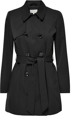 ONLY Femme Onlvalerie Cc Otw Trenchcoat, Noir, XS EU