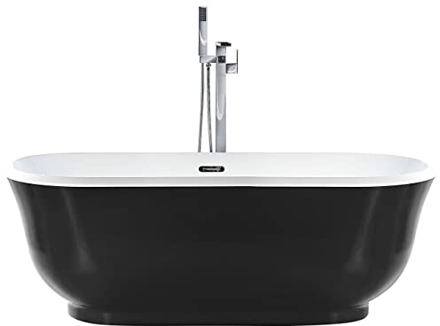 Vasca da Bagno Freestanding Acrilico Sanitario Nero Ovale 170 x 77 cm