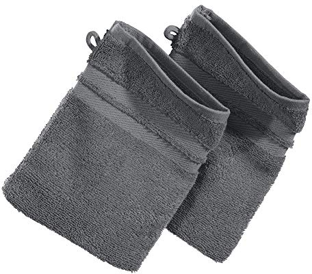 Erwin Müller Walk-Frottier Bio Waschhandschuh im 2er-Pack, Serie Tübingen grau Größe 16x21 cm - eine Luxus-Qualität der absoluten Spitzenklasse, enorm saugstark, 100% Baumwolle