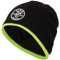 Klein Tools 60391 Strickmütze Thermo Fleece Wintermütze, Winddicht, passt unter Helme, schwarz mit gut sichtbarem gelbem Bandbesatz