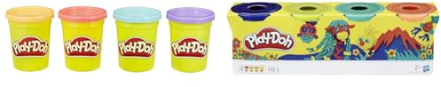 PlayDoh 4erPack Sweet, tolle Farben für Kinder ab 2 Jahren & 4er Pack WILD, Knete für fantasievolles und kreatives Spielen E4867ES0 Mehrfarbig