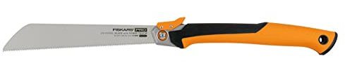 FISKARS Pro Sierra de tracción plegable, Longitud de la hoja de sierra: 25 cm, 13 TPI, Negro/naranja, PowerTooth, 1062933