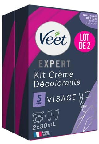 Veet - Crème Décolorante Spéciale Visage - 1 étui de 2 tubes de 30 ml - Lot de 2