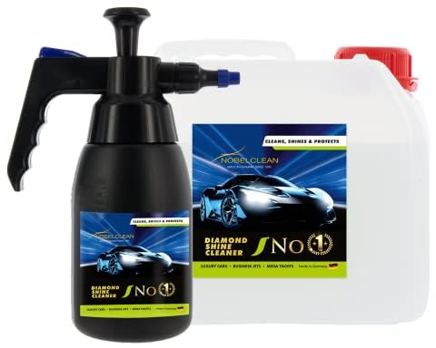 NobelClean NC1, Autowäsche außen 1 Liter Drucksprühflasche schwarz + 3 Liter Kanister, gute Autopflege außen seit 24 Jahren, Lack, Felgen & Scheiben, Profi Reiniger ohne Wasser nutzbar