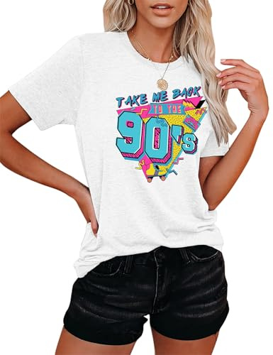 80s Baby 90s - Maglietta da donna vintage Batik anni '90, stile retrò anni '80, bianco, M