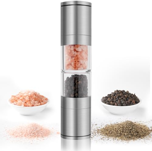 Moreau Macina Sale e Pepe in Acciaio Inox - Design 2 in 1, Materiali Sicuri e di Alta Qualità, Macinino Manuale - Ideale per Macinare Pepe Nero in Grani e Sale