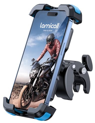 Lamicall Handyhalterung Motorrad, Handyhalter Fahrrad - 2025 Universal 360° Lenker Halter für iPhone 17 16 15 14 Pro Max Plus, SE, 13 12 Pro Max Mini, 11 Pro Max, Xs, XR, X, Samsung S23, Smartphone
