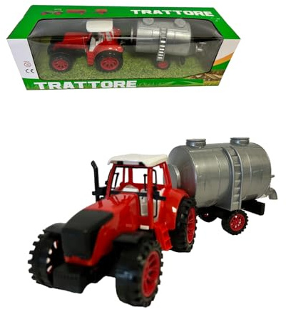 Trattore Agricolo con Rimorchio - Carro Cisterna, Aratro, Porta Animali - Giocattolo a Frizione per Fattoria (CISTERNA)