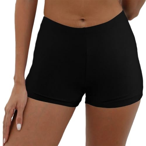 QEEUIFT Damen Badeshorts Damen Bademode Bauchkontrolle Schwimmshorts Schnell Trocknend Boardshorts Schwimmunterteil Damen Badeshorts Kurze Badehose Wassersport Boardshorts Schwimmhose（Schwarze）